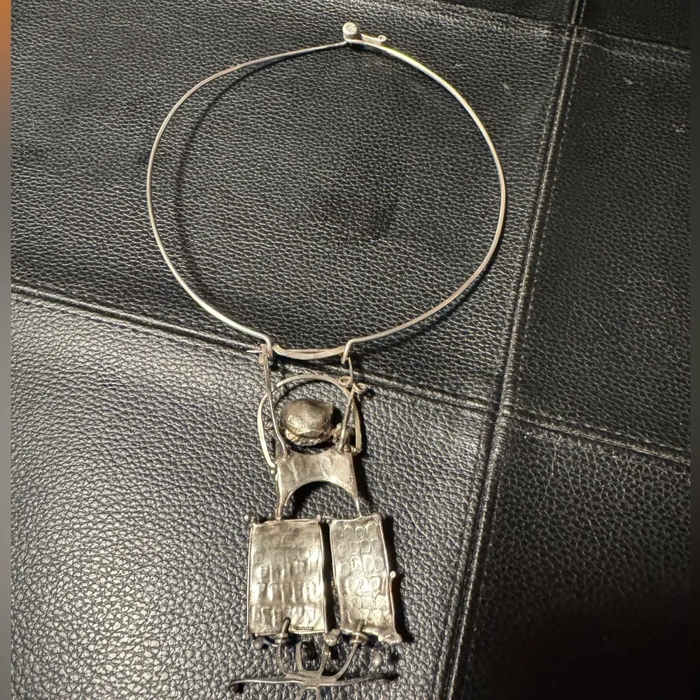 VTG Silver Stamped STERLING Statement Necklace Chocker - Picture 3 of 4